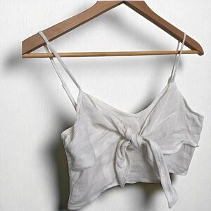 NWT AERIE White Tie-Front Crop Top | Minimalist Summer Cami M